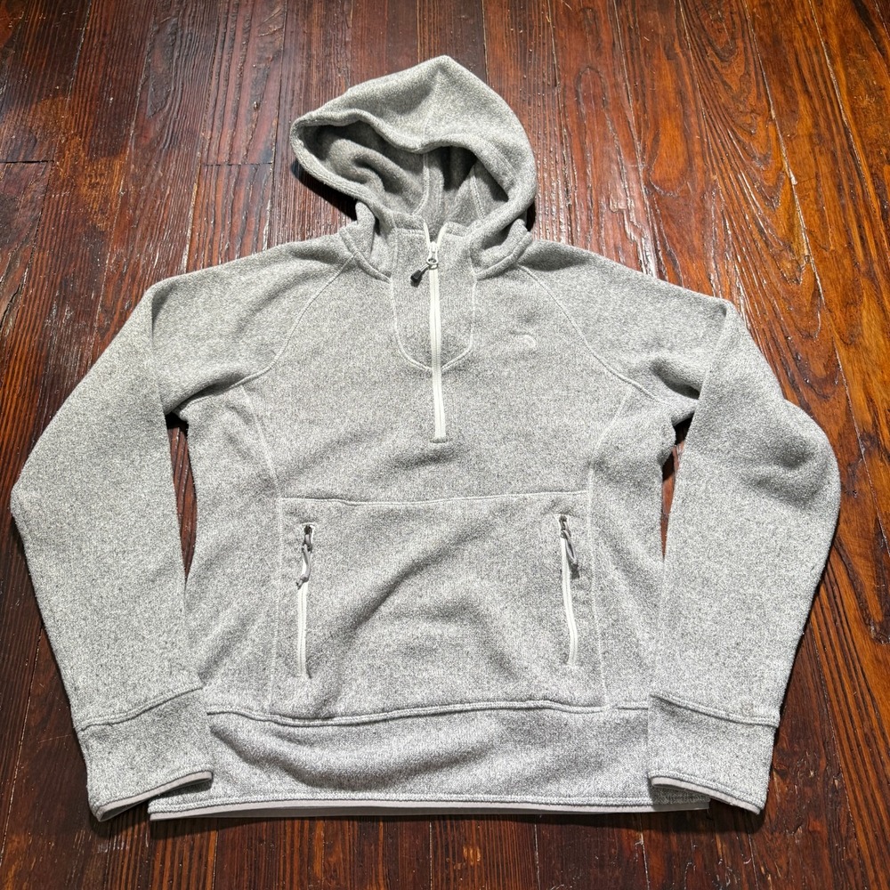 North Face Jacket Womens S Gray‎ 1/2 Zip Pullover Sweater Hood Gorpcore Outdoor